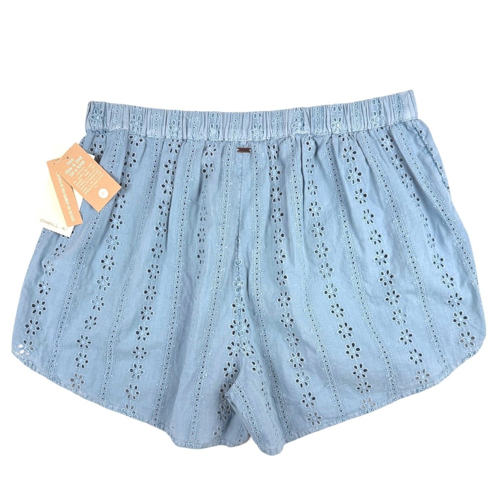 O'NEILL Womens Pam Eyelet Beach Cover-up Shorts Women M Blue Boho Casual Summer - Picture 6 of 11